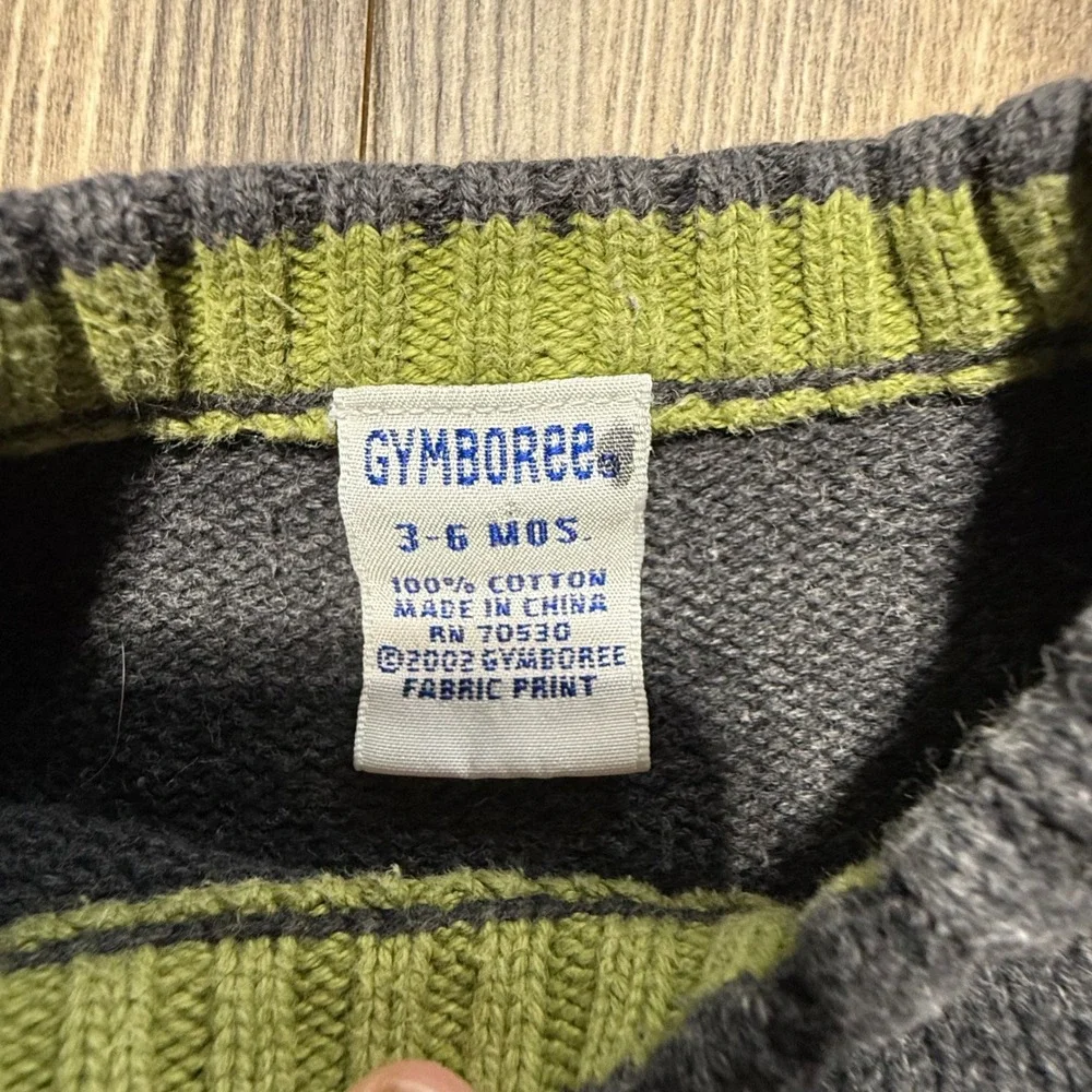 Vintage Gymboree Sweater Charcoal Snowflake Fair Isle Y2K Baby Retro Kids 3-6M